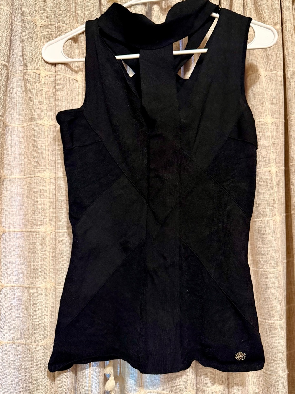 Roberto Cavalli Black Sleeveless Mock Neck Top